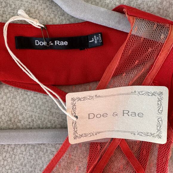 Red Cocktail Flare Dress for the Holidays or Summer, Size L - Picture 4 of 8